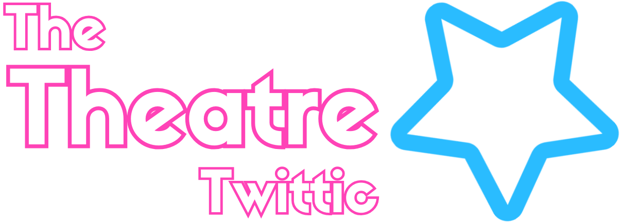 Pink bubble writing The Theatre Twittic next to a Blue Five Point Star